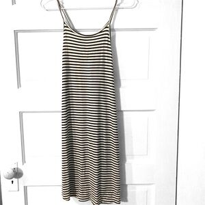 Roxy Black and Off-White Striped Tie-Back Dress- Size: Small